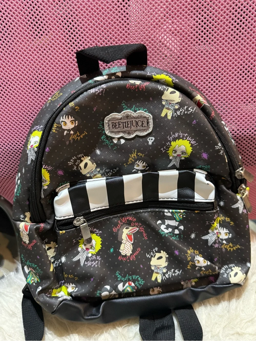 Beetlejuice Black Graphic Mini Backpack|Halloween black bag